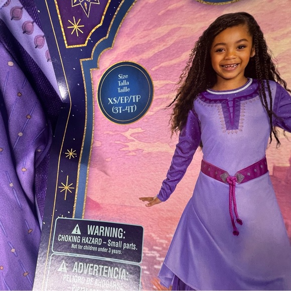 Disney Movie WISH Asha Princess Dress Cosplay Purple Stage Gown Suit Girls 3T 4T - Picture 7 of 10